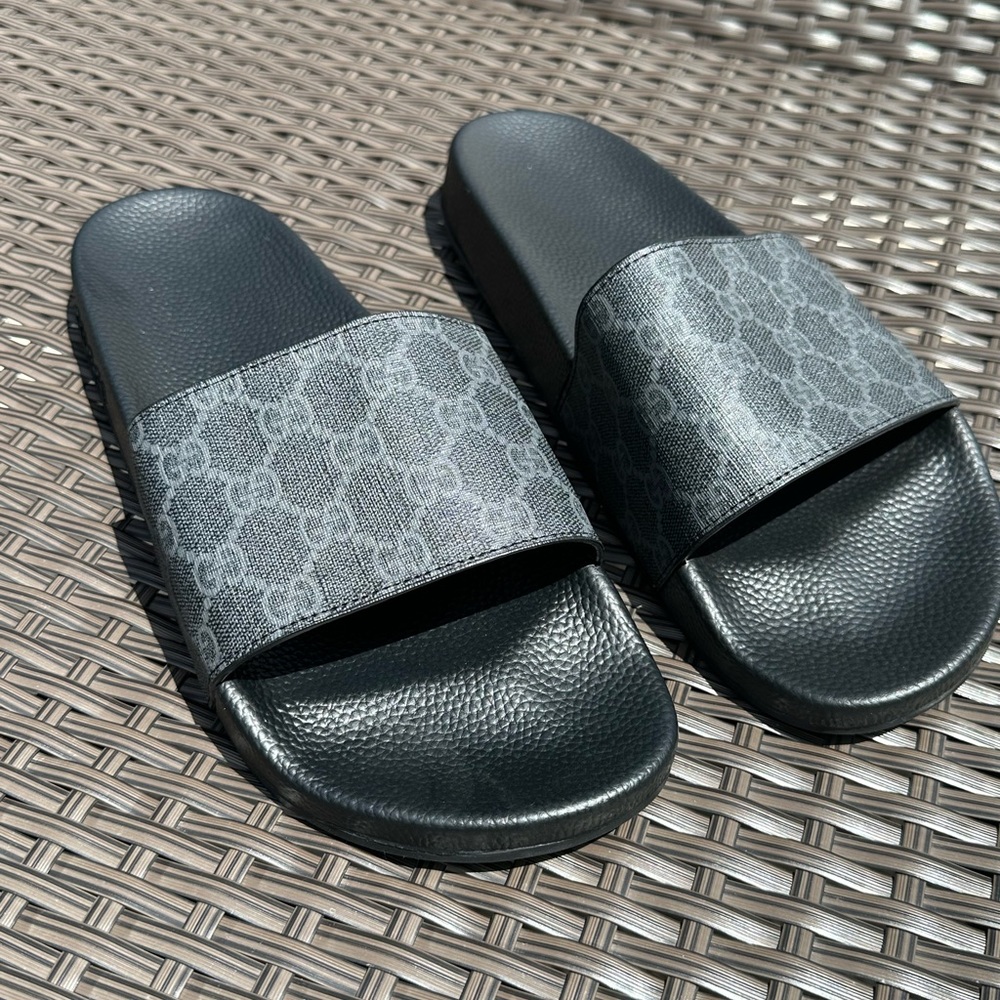 COPY- MEN'S GG SLIDE SANDAL BLACK CANVAS